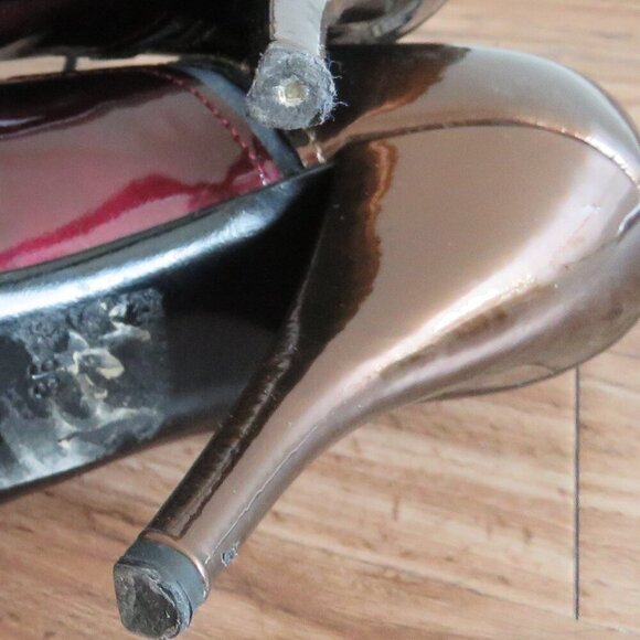 LANVIN River 2009 Collection Mirrored Patent Bronze Heel Platform Lace Up Shoes - Picture 11 of 15